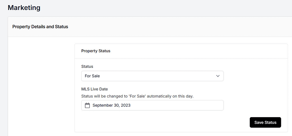 Property Stats on marketing section.