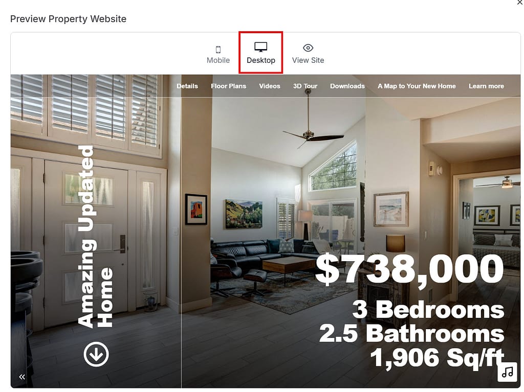 Marketing-Property Website - Domain Desktop View