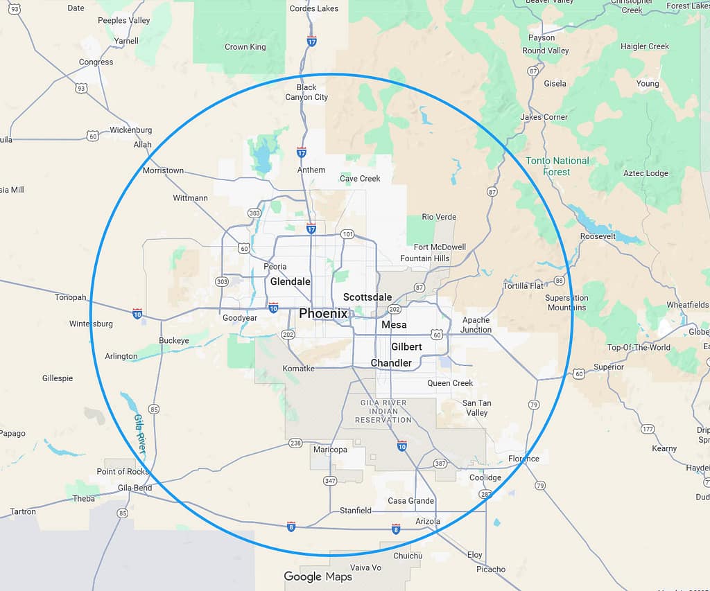 Snap2Close Real Estate Photography Phoenix Market Coverage Area.