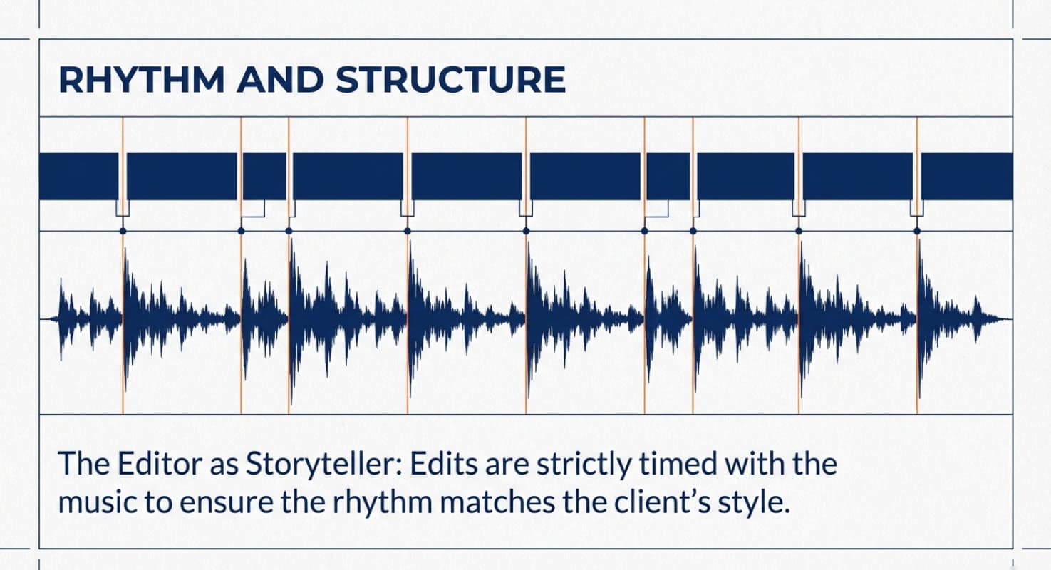 Editor controls the rhythm and structure of the videos