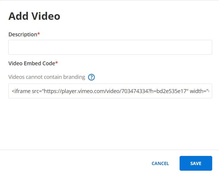 Add video embed code