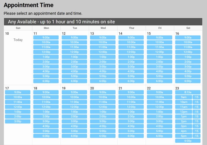 Calendar Availabilty