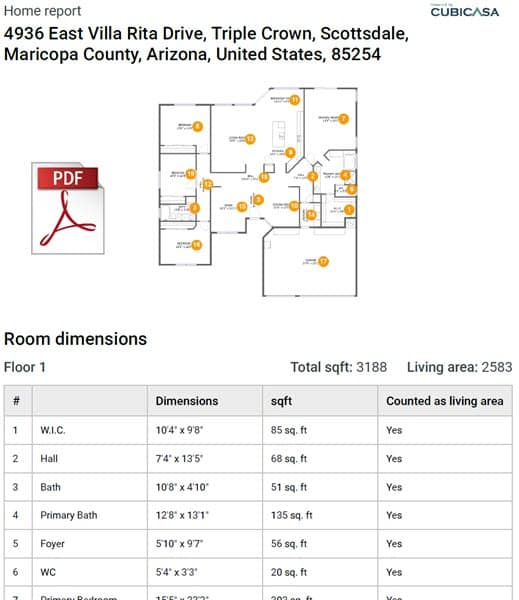 Print Ready Home Data Report created by CubiCasa and presented by Snap2Close Real Estate Photography