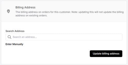 Billing address form for credit cards paying for real estate photoshoots