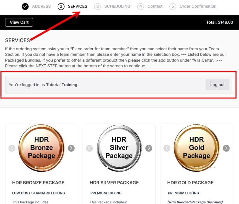 Team Settings Ordering Login
