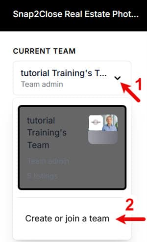 create or join a snap2close real estate photography team