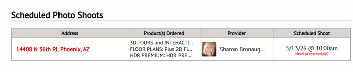 scheduled photoshoots