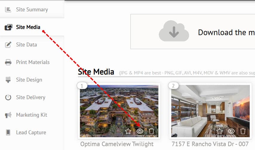 Site Media - hide image