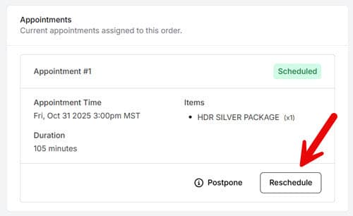 Rescheduling a real estate photography photoshoot.