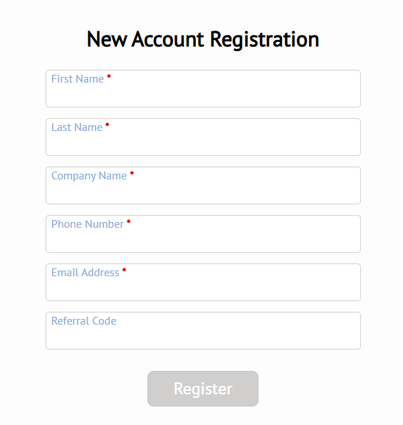 New Account Registration Form